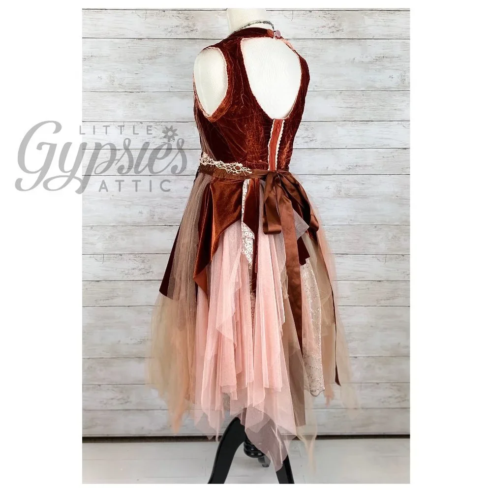 Listing Taken Down and Relisted, OOAK S/M Woodland Rust Victorian Fairy Dress - Picture 4 of 13